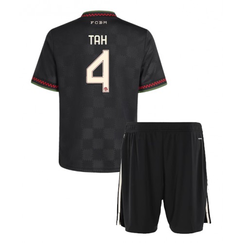 Lacne Dětský Futbalové dres Bayern Munich Jonathan Tah #4 2025-26 Krátky Rukáv - Tretina (+ trenírky)